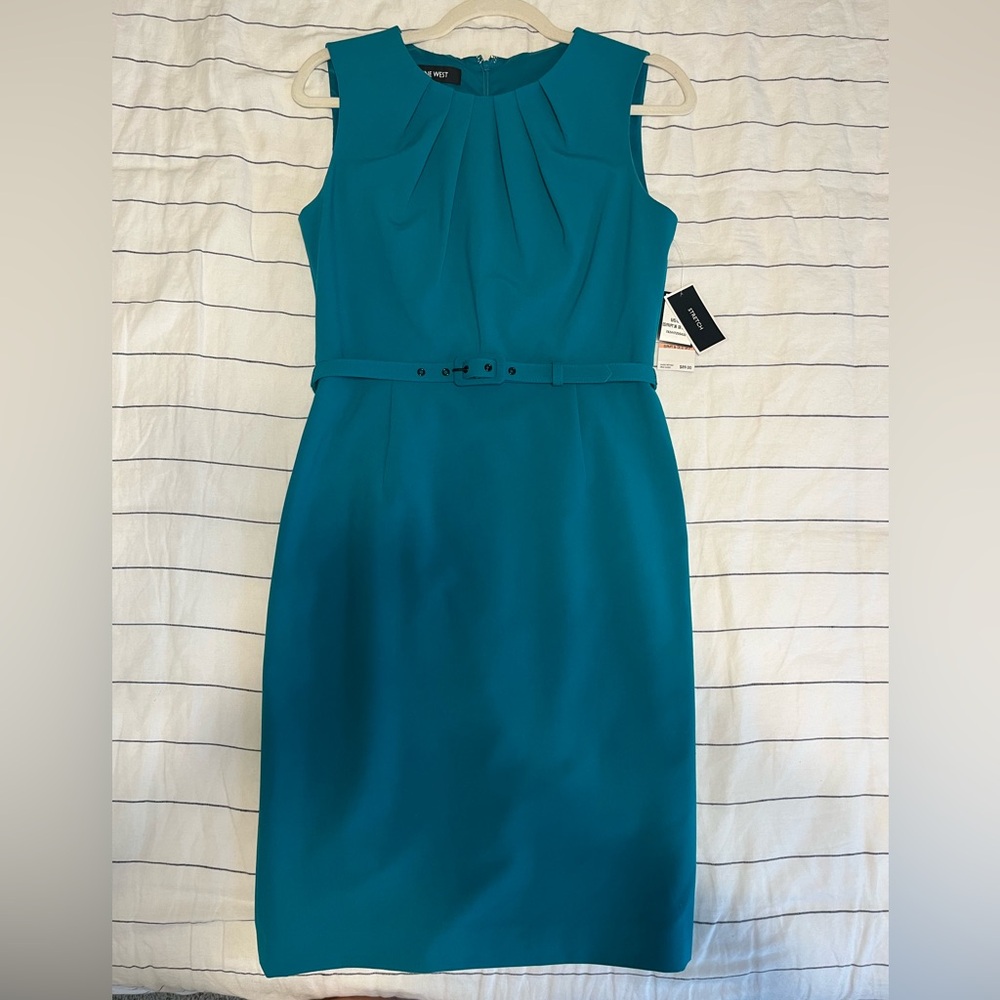 Nine West Blue Green Workwear Dress